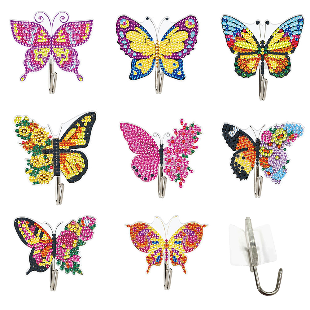 8Pcs Diamond Painting Hooks Butterfly Diamond Art Craft Wall Hooks Home Decor