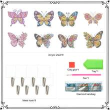 Load image into Gallery viewer, 8Pcs Diamond Painting Hooks Butterfly Diamond Art Craft Wall Hooks Home Decor
