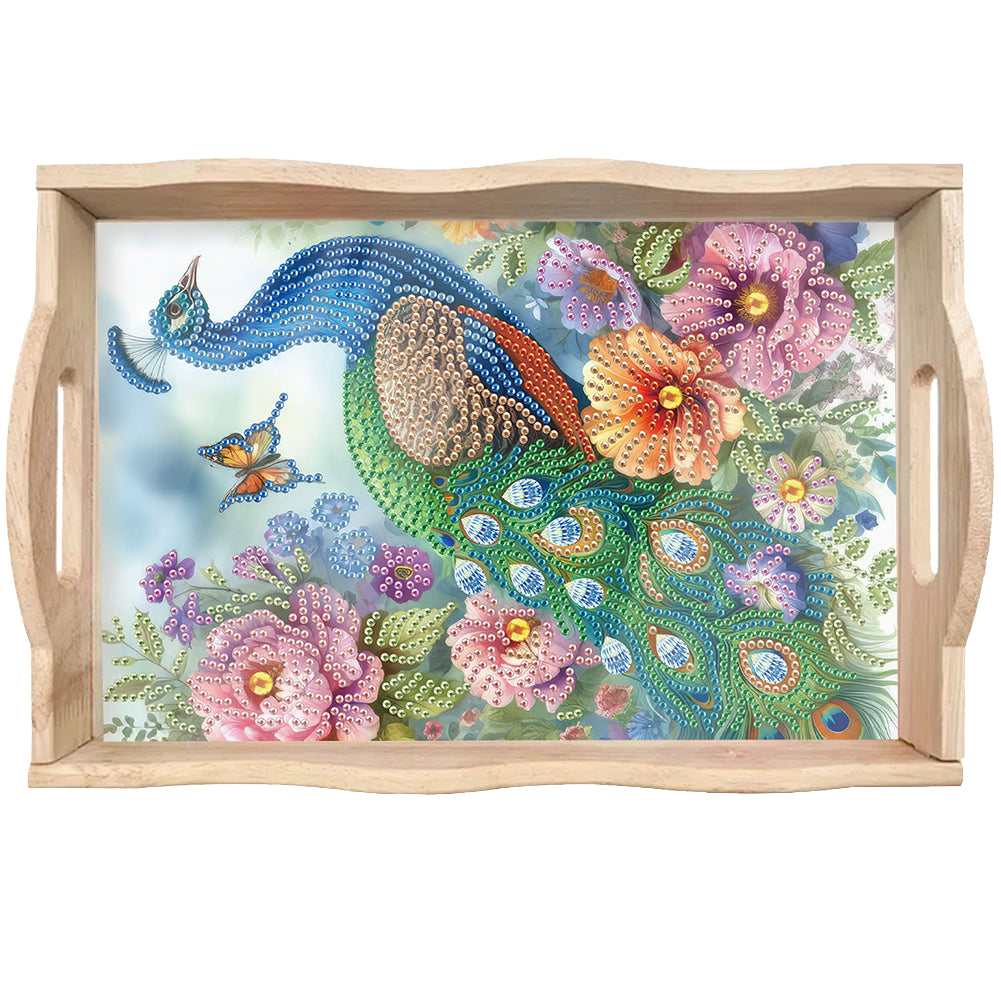 Wooden Cute Cartoon Diamond Painting Tray Art Craft with Handle for Home Decor