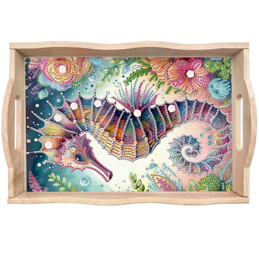 Wooden Cute Cartoon Diamond Painting Tray Art Craft with Handle for Home Decor