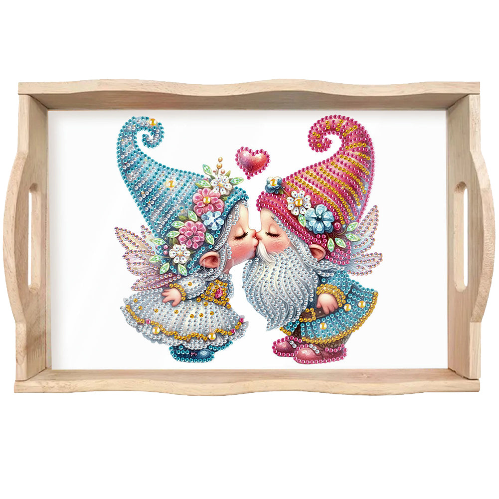 Wooden Cute Cartoon Diamond Painting Tray Art Craft with Handle for Home Decor