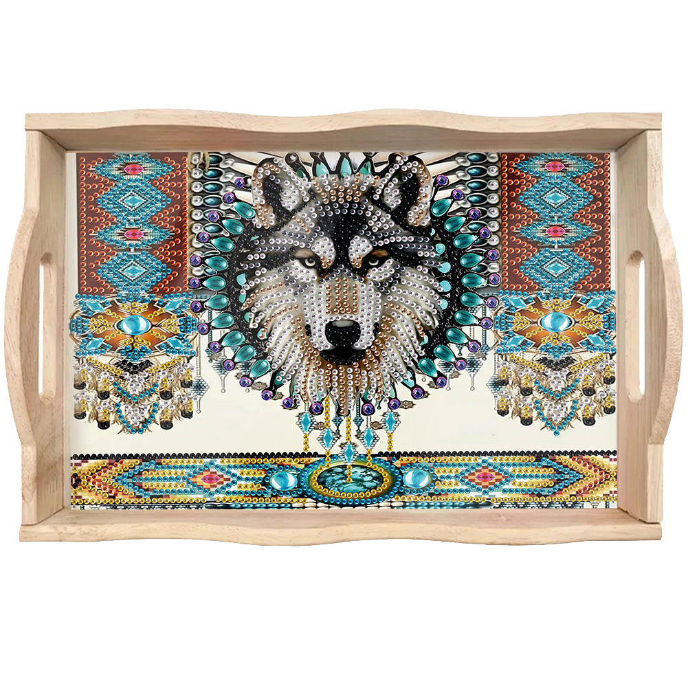 Wooden Cute Cartoon Diamond Painting Tray Art Craft with Handle for Home Decor