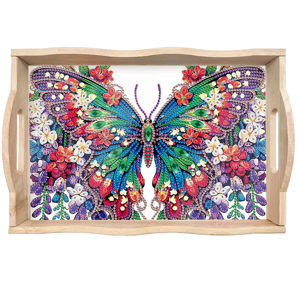 Wooden Cute Cartoon Diamond Painting Tray Art Craft with Handle for Home Decor