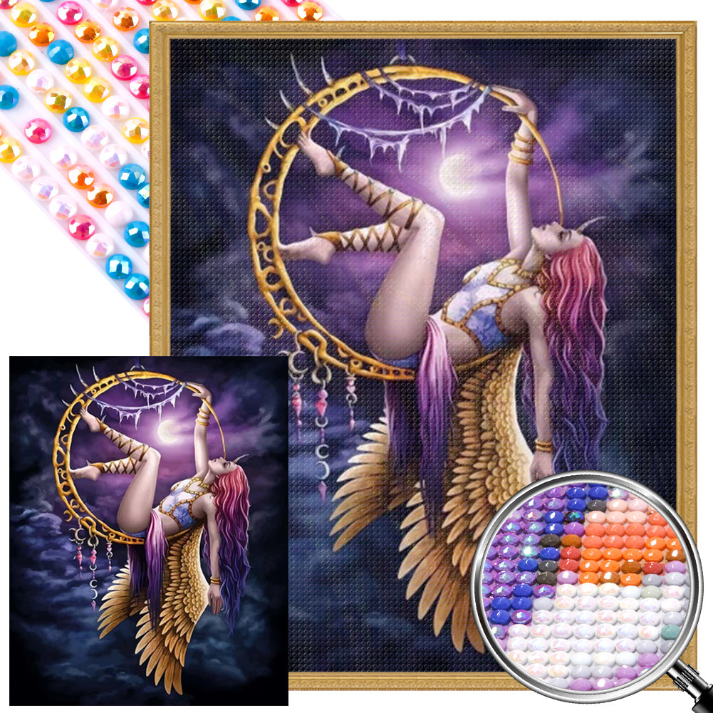 AB Diamond Painting - Full Round - Girl on dream catcher (40*50CM)
