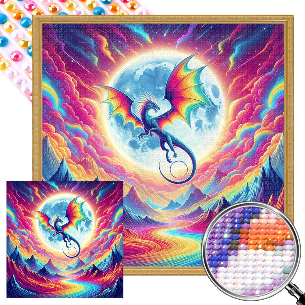 AB Diamond Painting - Full Round - Flying colorful dragon (40*40CM)