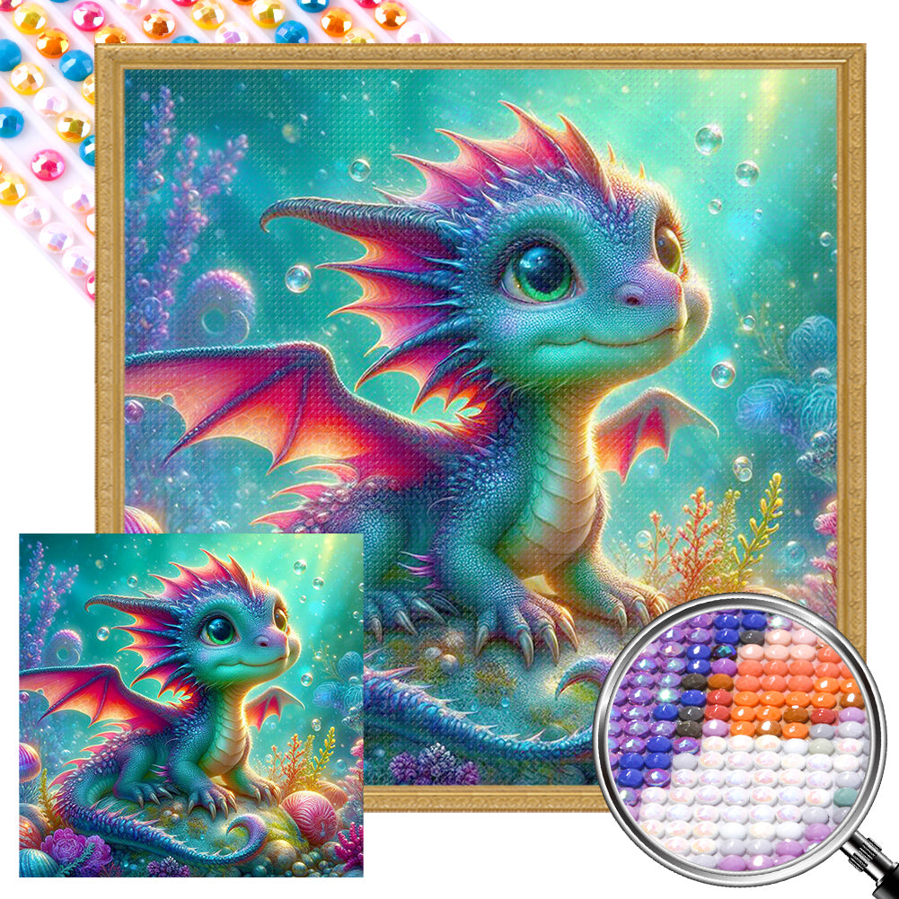 AB Diamond Painting - Full Round - Colorful dragon underwater (40*40CM)