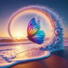 Load image into Gallery viewer, AB Diamond Painting - Full Round - Colorful butterfly on the beach (40*40CM)
