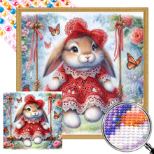 Load image into Gallery viewer, AB Diamond Painting - Full Round - Rabbit on swing (30*30CM)
