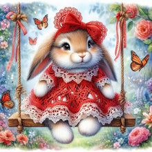 Load image into Gallery viewer, AB Diamond Painting - Full Round - Rabbit on swing (30*30CM)
