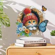 Load image into Gallery viewer, Flowers Kitten Table Top Diamond Painting Ornament Kits Desktop Diamond Art Kits
