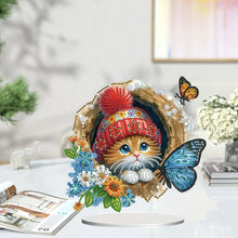 Load image into Gallery viewer, Flowers Kitten Table Top Diamond Painting Ornament Kits Desktop Diamond Art Kits
