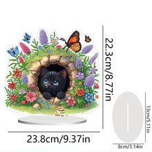 Load image into Gallery viewer, Flowers Kitten Table Top Diamond Painting Ornament Kits Desktop Diamond Art Kits
