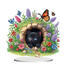 Load image into Gallery viewer, Flowers Kitten Table Top Diamond Painting Ornament Kits Desktop Diamond Art Kits
