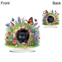 Load image into Gallery viewer, Flowers Kitten Table Top Diamond Painting Ornament Kits Desktop Diamond Art Kits
