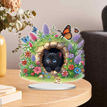 Load image into Gallery viewer, Flowers Kitten Table Top Diamond Painting Ornament Kits Desktop Diamond Art Kits
