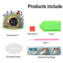 Load image into Gallery viewer, Flowers Kitten Table Top Diamond Painting Ornament Kits Desktop Diamond Art Kits
