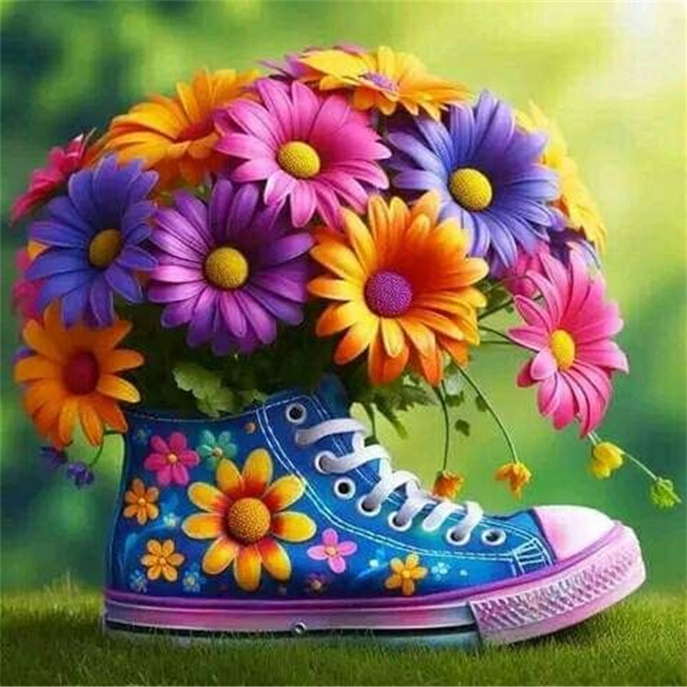 Diamond Painting - Full Round - Daisy bouquet shoes (30*30CM)