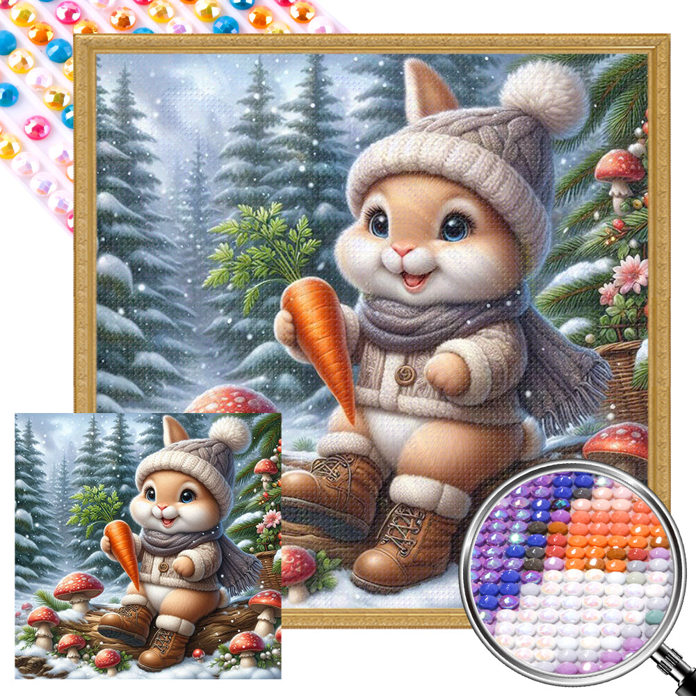 AB Diamond Painting - Full Round - Snow rabbit (30*30CM)