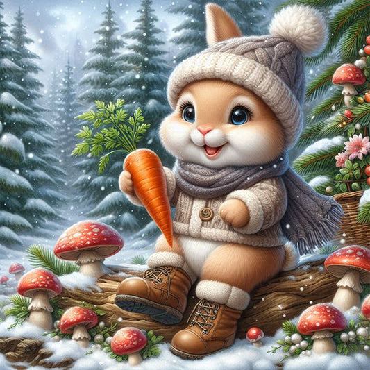 AB Diamond Painting - Full Round - Snow rabbit (30*30CM)