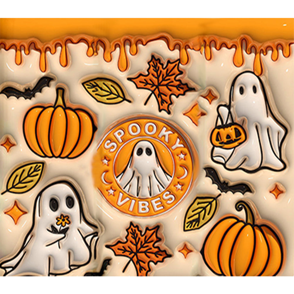 Diamond Painting - Full Round - Halloween pumpkin and ghost (50*45CM)