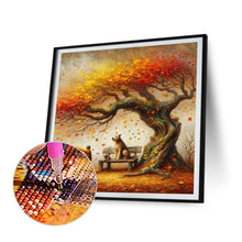 Load image into Gallery viewer, Diamond Painting - Full Round - Dog and family under the big tree in autumn (40*40CM)
