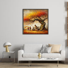Load image into Gallery viewer, Diamond Painting - Full Round - Dog and family under the big tree in autumn (40*40CM)
