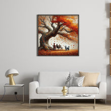 Load image into Gallery viewer, Diamond Painting - Full Round - Dog and family under the big tree in autumn (40*40CM)
