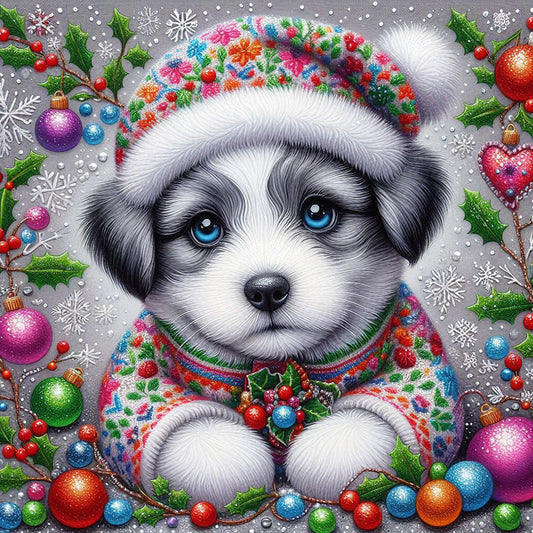 Diamond Painting - Full Round - Christmas dog (40*40CM)