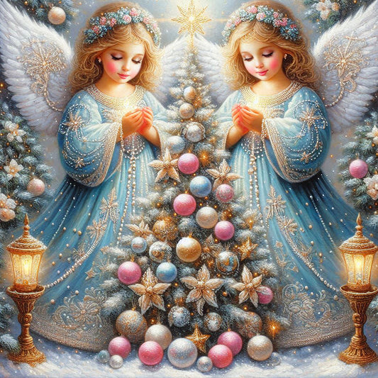 Diamond Painting - Full Round - Christmas tree and angel (40*40CM)