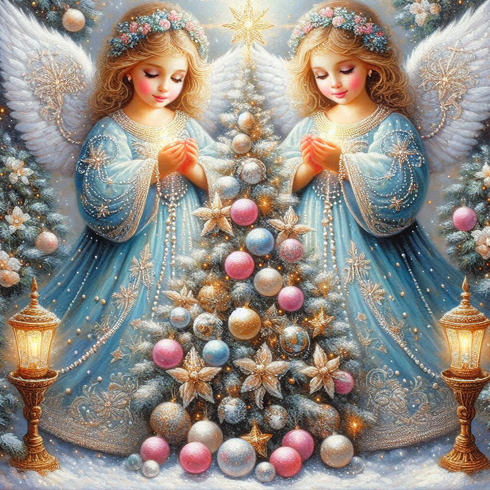 Diamond Painting - Full Round - Christmas tree and angel (40*40CM)