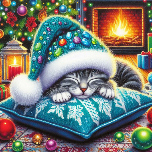 Diamond Painting - Full Round - Christmas cat (40*40CM)
