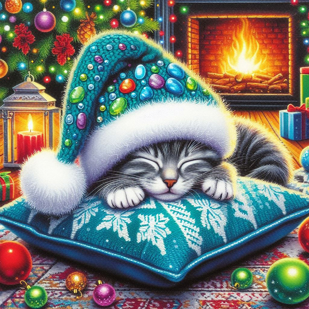 Diamond Painting - Full Round - Christmas cat (40*40CM)