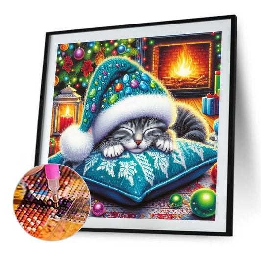 Diamond Painting - Full Round - Christmas cat (40*40CM)