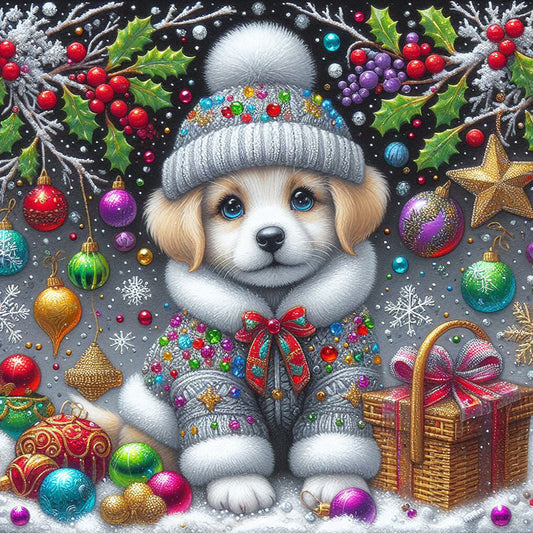 Diamond Painting - Full Round - Christmas dog (40*40CM)