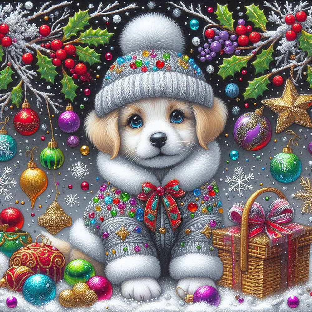 Diamond Painting - Full Round - Christmas dog (40*40CM)