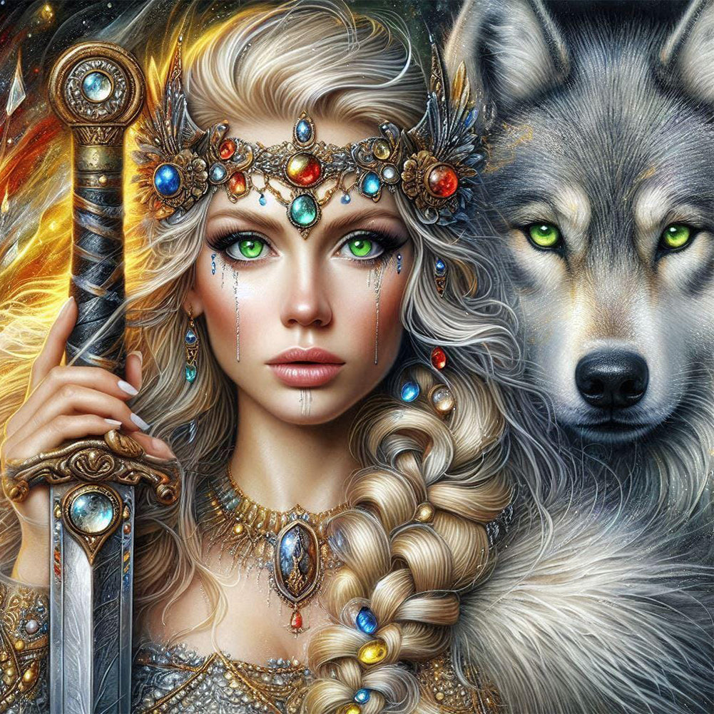 Diamond Painting - Full Round - Beauty and the Wolf (40*40CM)