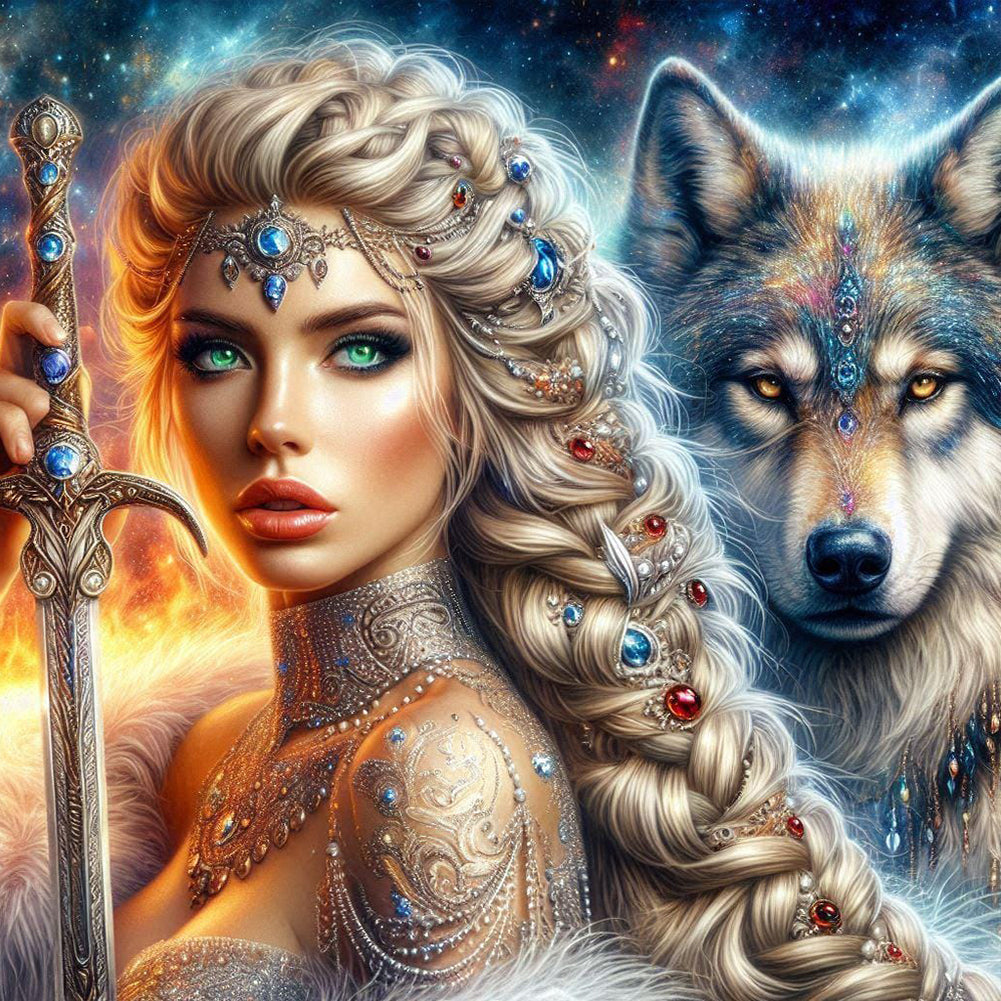 Diamond Painting - Full Round - Beauty and the Wolf (40*40CM)