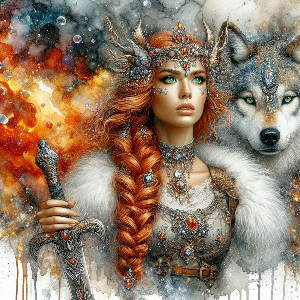 Diamond Painting - Full Round - Beauty and the Wolf (40*40CM)