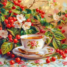 Load image into Gallery viewer, Diamond Painting - Full Round - Red bean and white flower porcelain cup (40*40CM)
