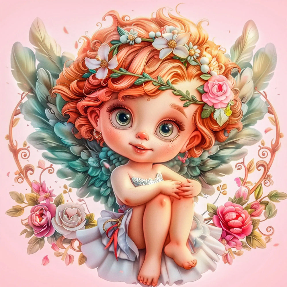 Diamond Painting - Full Round - Flower and grass peace angel girl (40*40CM)