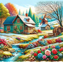 Load image into Gallery viewer, Diamond Painting - Full Round - River flower house (40*40CM)
