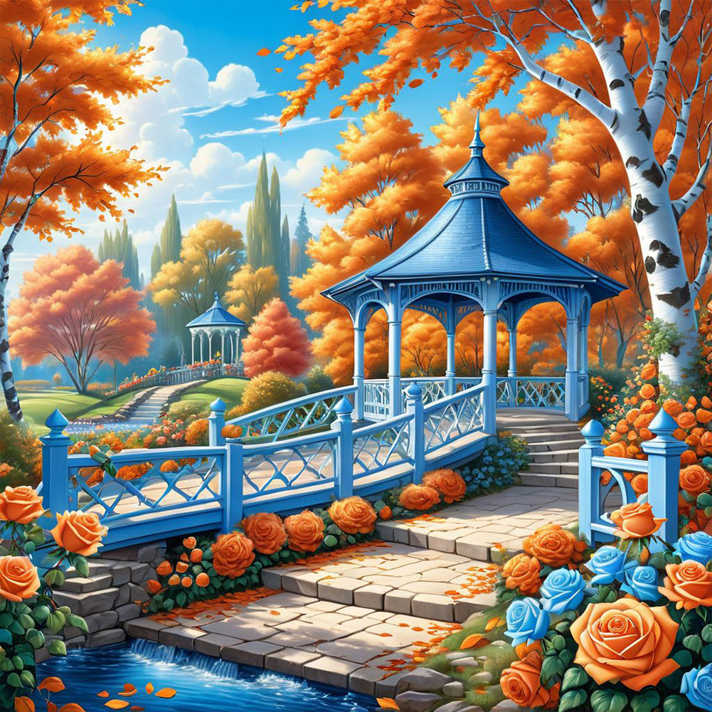 Diamond Painting - Full Round - Autumn maple leaf courtyard (40*40CM)
