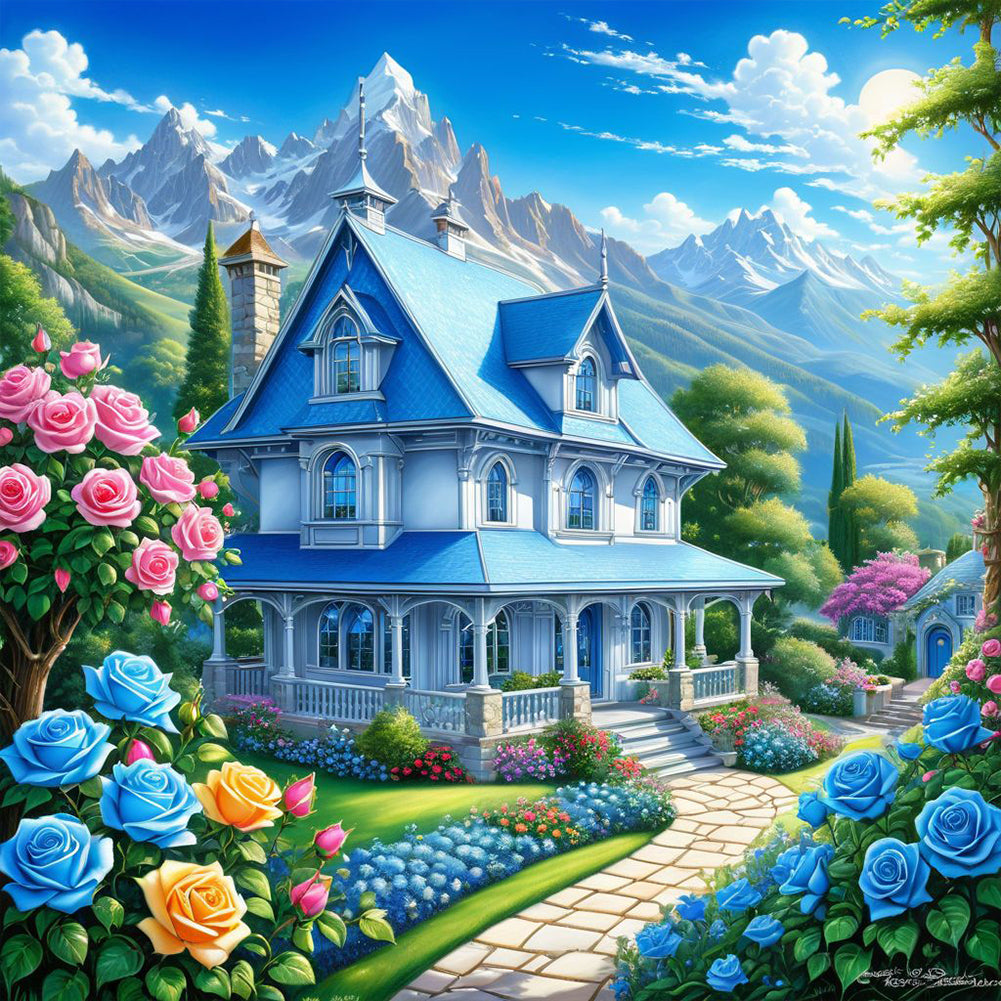 Diamond Painting - Full Round - Rose blue villa (40*40CM)