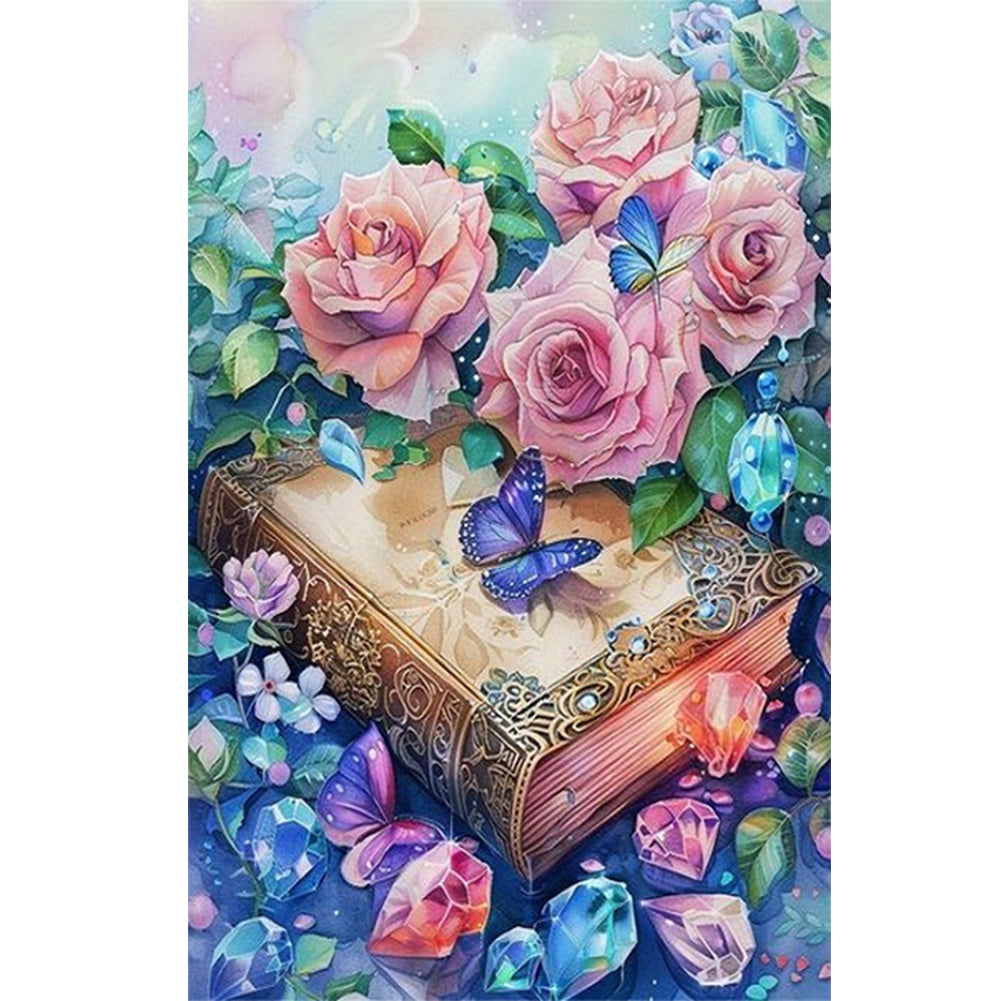 Diamond Painting - Full Round - Crystal flower book butterfly (40*60CM)