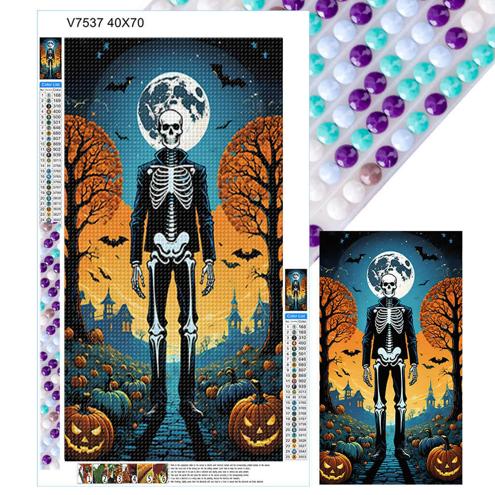 Diamond Painting - Full Round - Halloween night skeleton man (40*70CM)