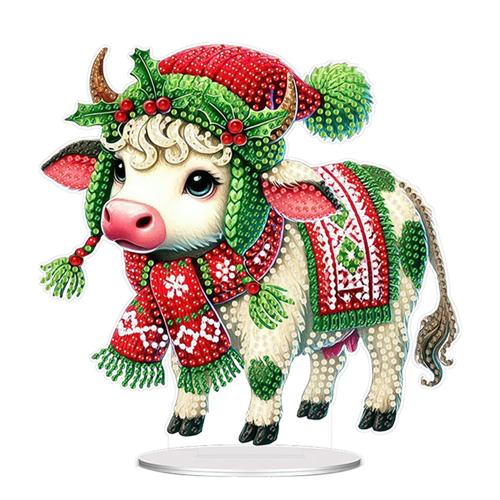 Christmas Table Top Diamond Painting Ornament Kits Home Decor (Winter Cow)