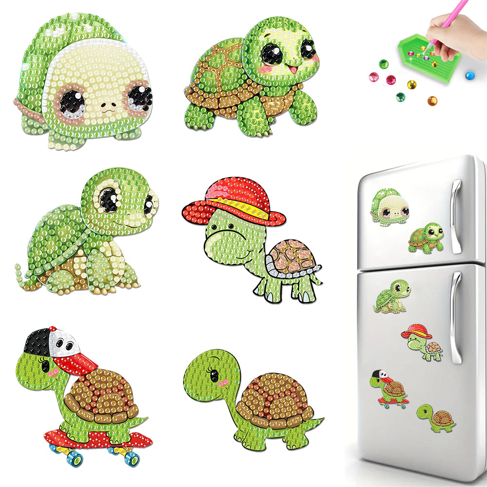 6Pcs Acrylic Animals Diamond Painting Refrigerator Magnet for Fridge Whiteboards