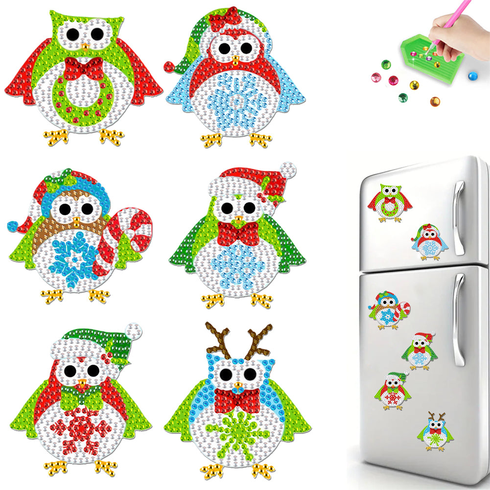 6Pcs Acrylic Animals Diamond Painting Refrigerator Magnet for Fridge Whiteboards