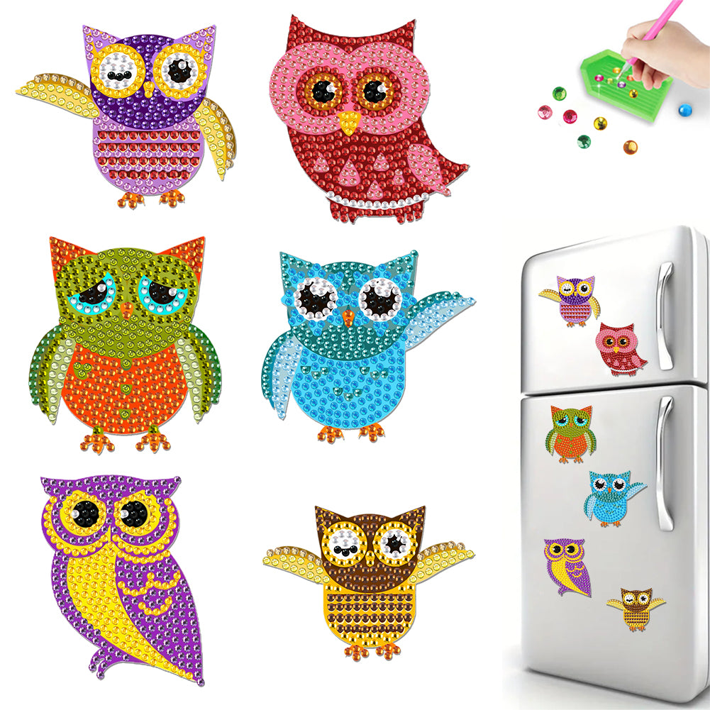 6Pcs Acrylic Animals Diamond Painting Refrigerator Magnet for Fridge Whiteboards
