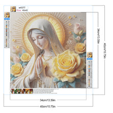 Load image into Gallery viewer, Diamond Painting - Full Round - Yellow roses and Virgin Mary (40*40CM)
